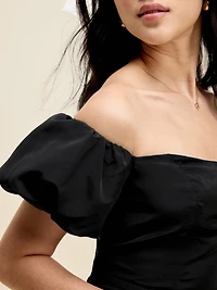 The Occasion by Old Navy Fit & Flare Puff-Sleeve Taffeta Mini Dress