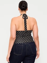 Jersey Cinch-Front Halter Top