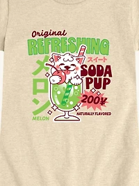 Melon Soda Puppy  Short Sleeve Graphic T-Shirt For Girls