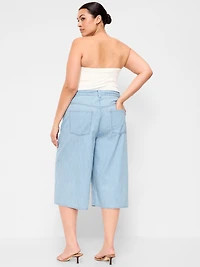 Mid-Rise Loose Culotte Jeans