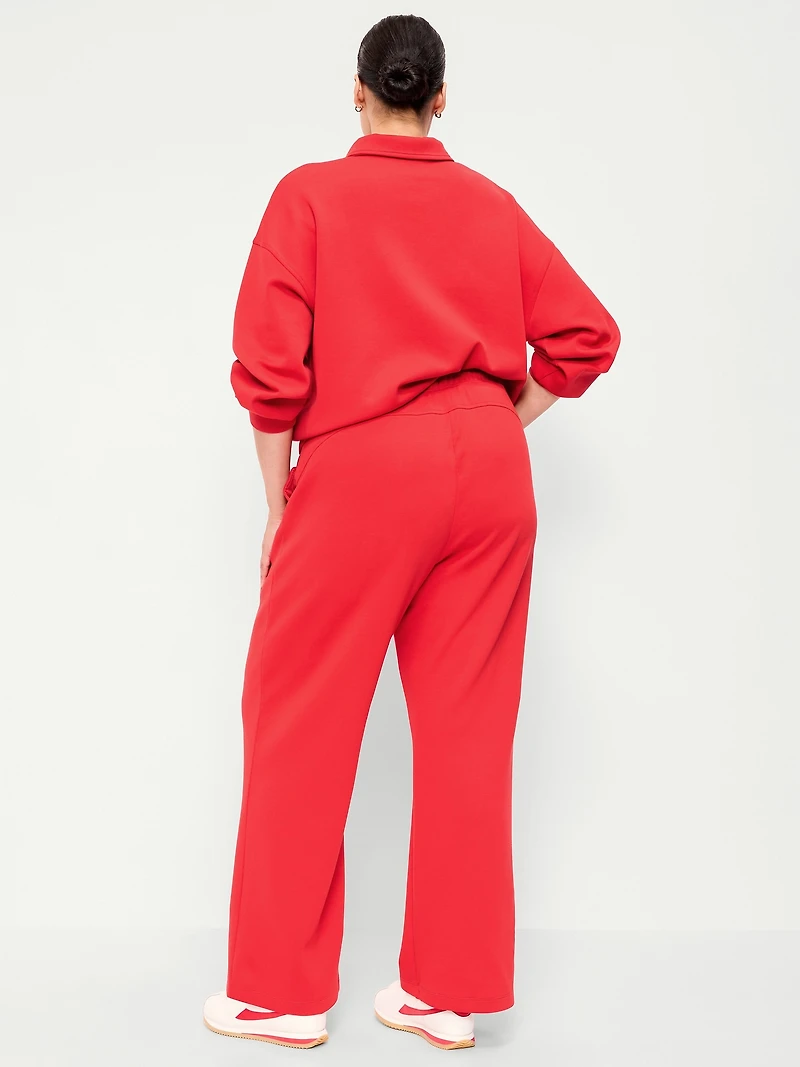 Mid-Rise Dynamic Fleece Textured Wide-Leg Sweatpants