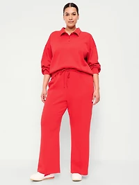 Mid-Rise Dynamic Fleece Textured Wide-Leg Sweatpants