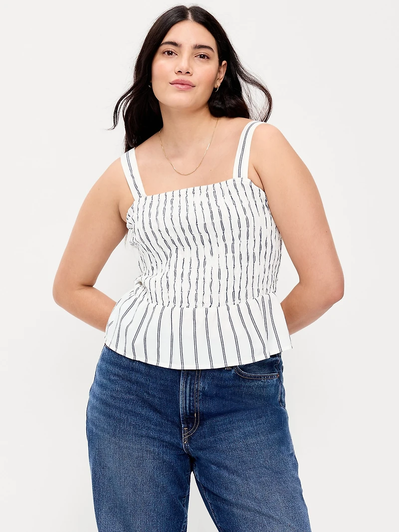 Smocked Peplum Tank Top