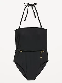Strapless Belted One-Piece Swimsuit