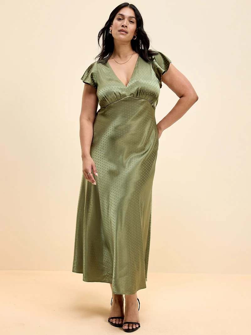 The Occasion by Old Navy Satin Flutter-Sleeve Maxi Dress