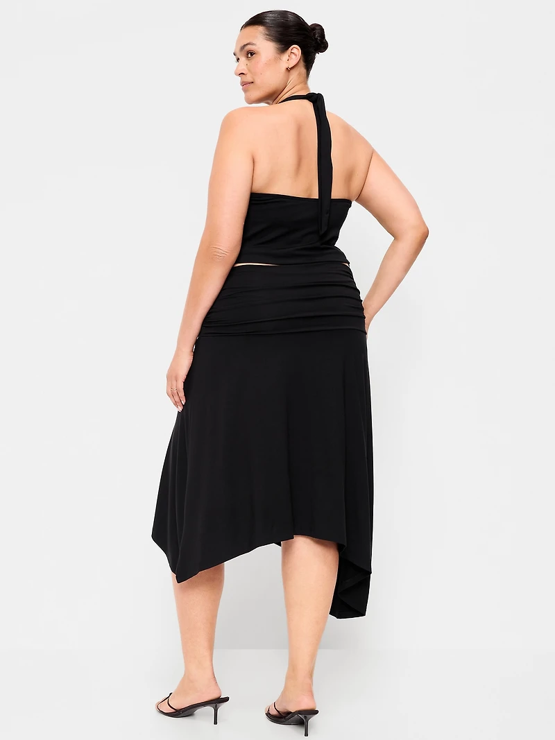 Asymmetrical Draped Midi Skirt