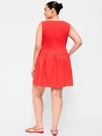 Mixed Media Drop-Waist Mini Dress