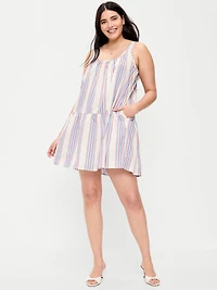 Sleeveless Scoop-Neck Mini Swing Dress