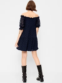 Off-The-Shoulder Lace Mini Dress