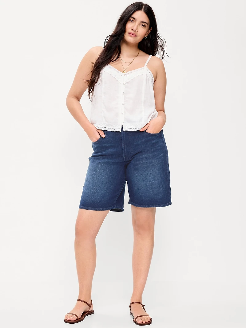 High-Waisted Wow Bermuda Jean Shorts -- 9-inch inseam
