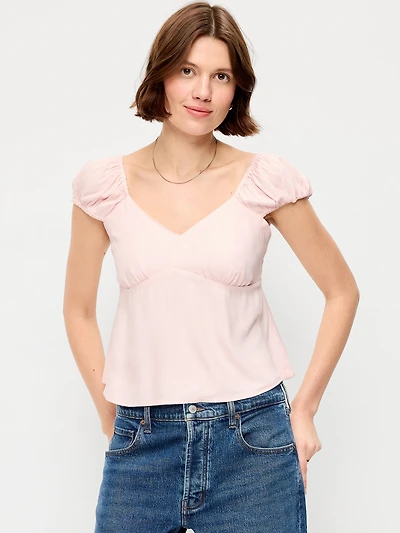 Fitted Cap-Sleeve Top