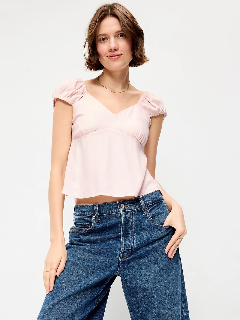 Fitted Cap-Sleeve Top