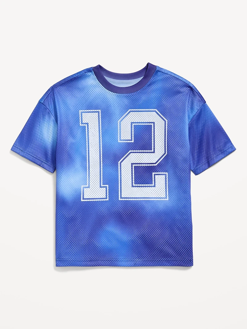 Oversized Mesh Graphic Basketball T-Shirt for Boys