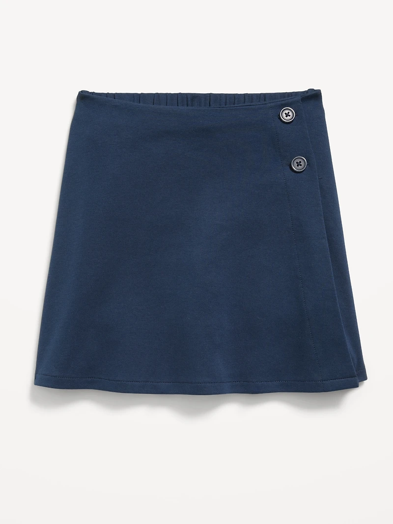 School Uniform Ponte-Knit Wrap-Front Skort for Girls