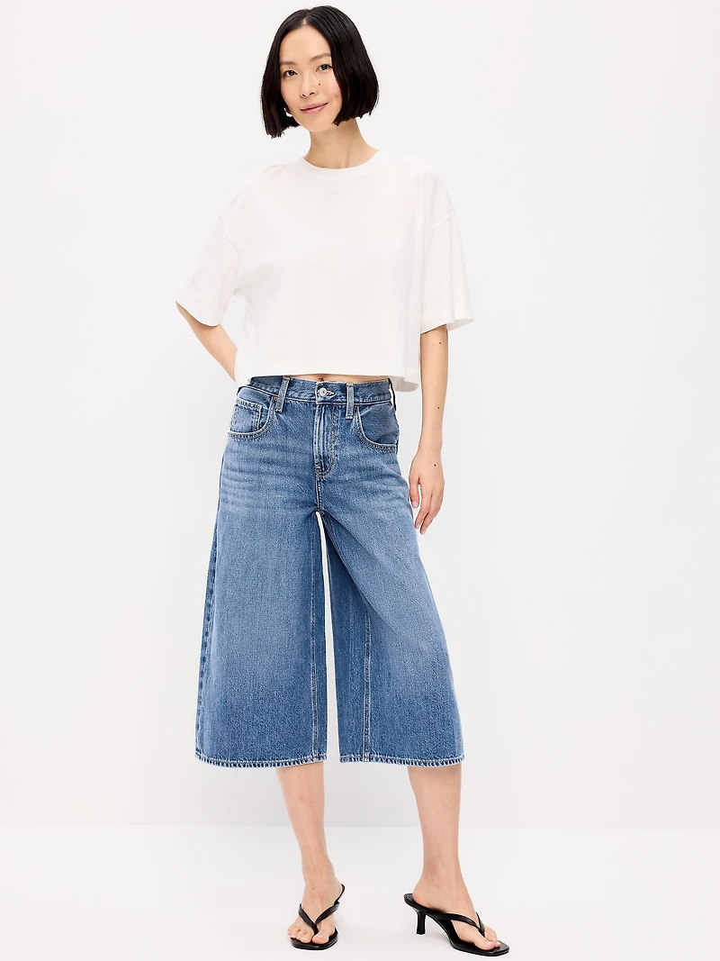 Mid-Rise Baggy Cropped Jeans