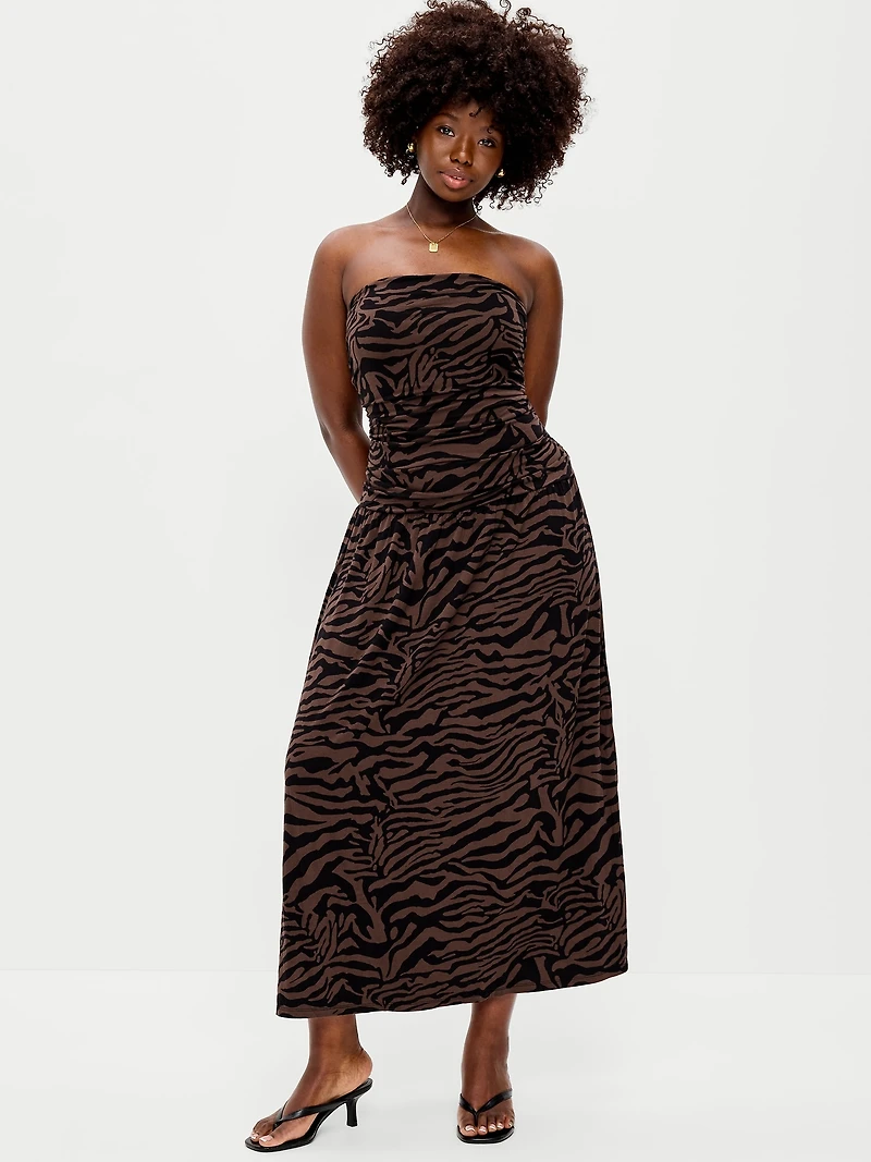 Fit & Flare Drop-Waist Maxi Tube Dress