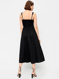 Fit & Flare Smocked-Bodice Midi Dress