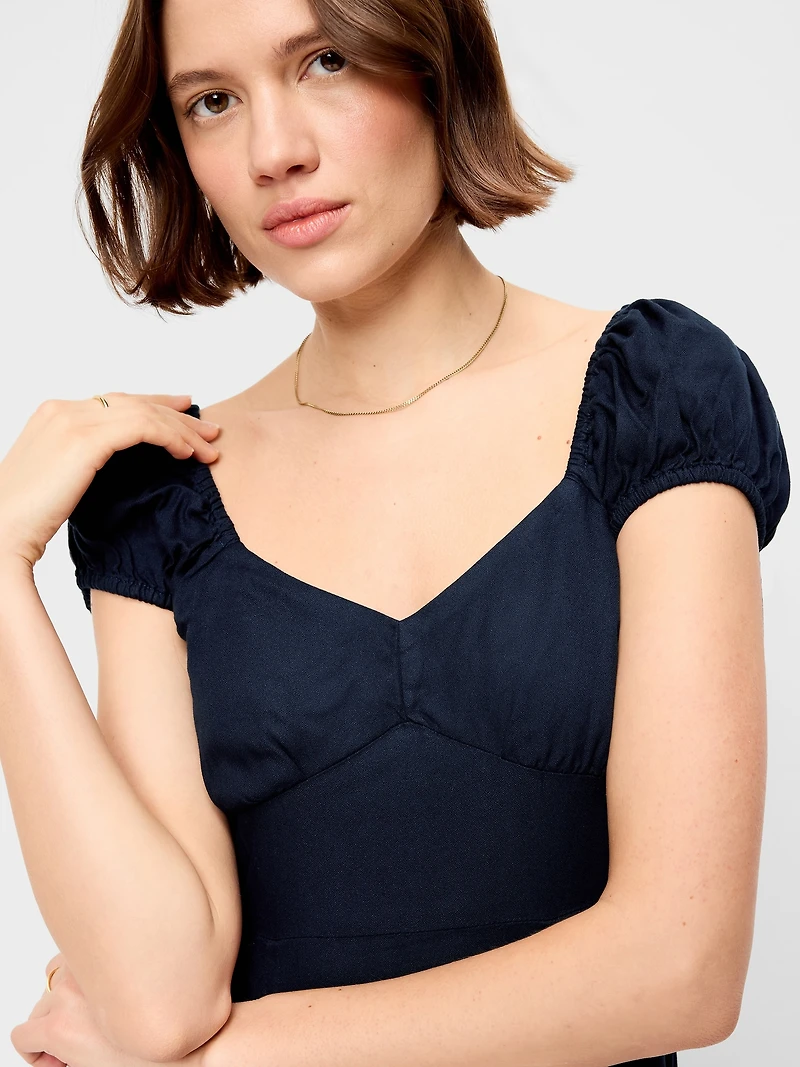 Short-Sleeve Fit & Flare Midi Dress