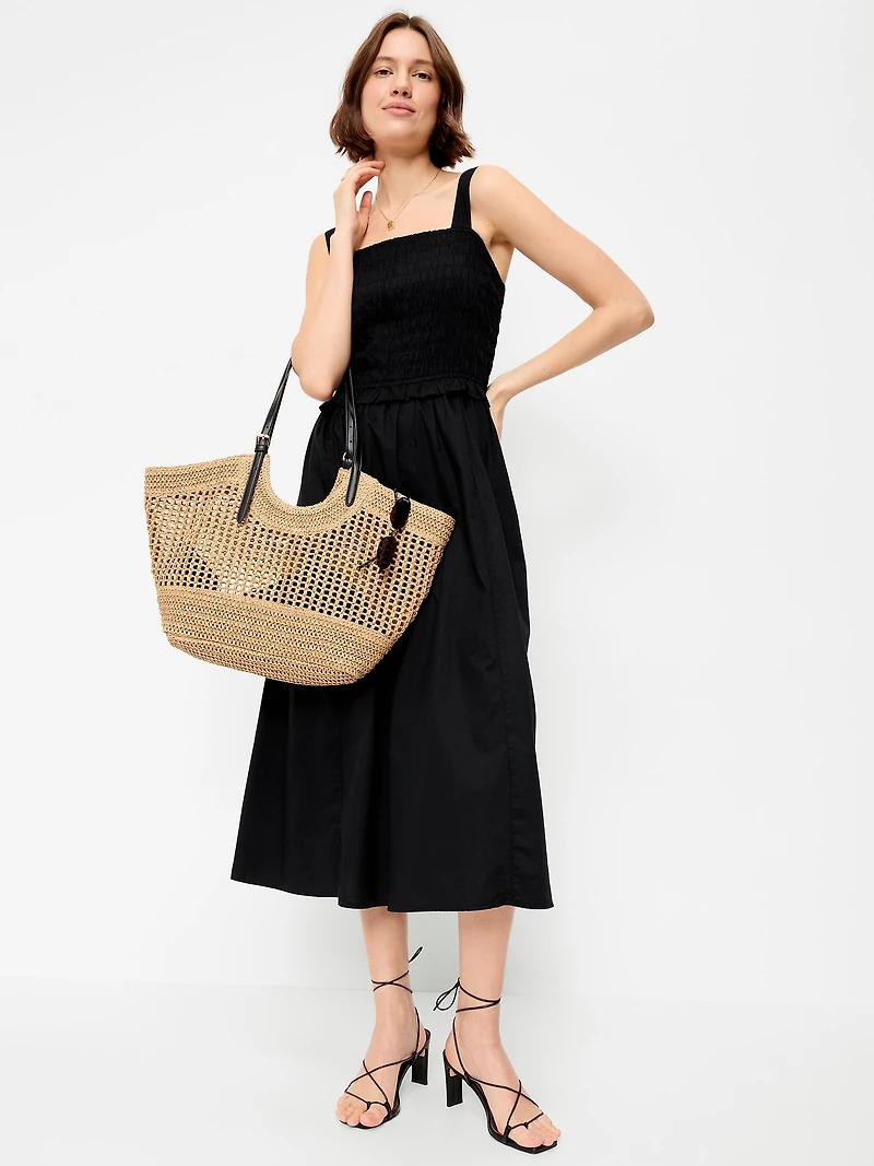 Fit & Flare Smocked-Bodice Midi Dress