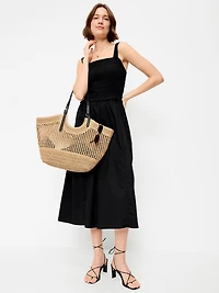 Fit & Flare Smocked-Bodice Midi Dress