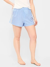 Eyelet-Trim Boxer Pajama Shorts