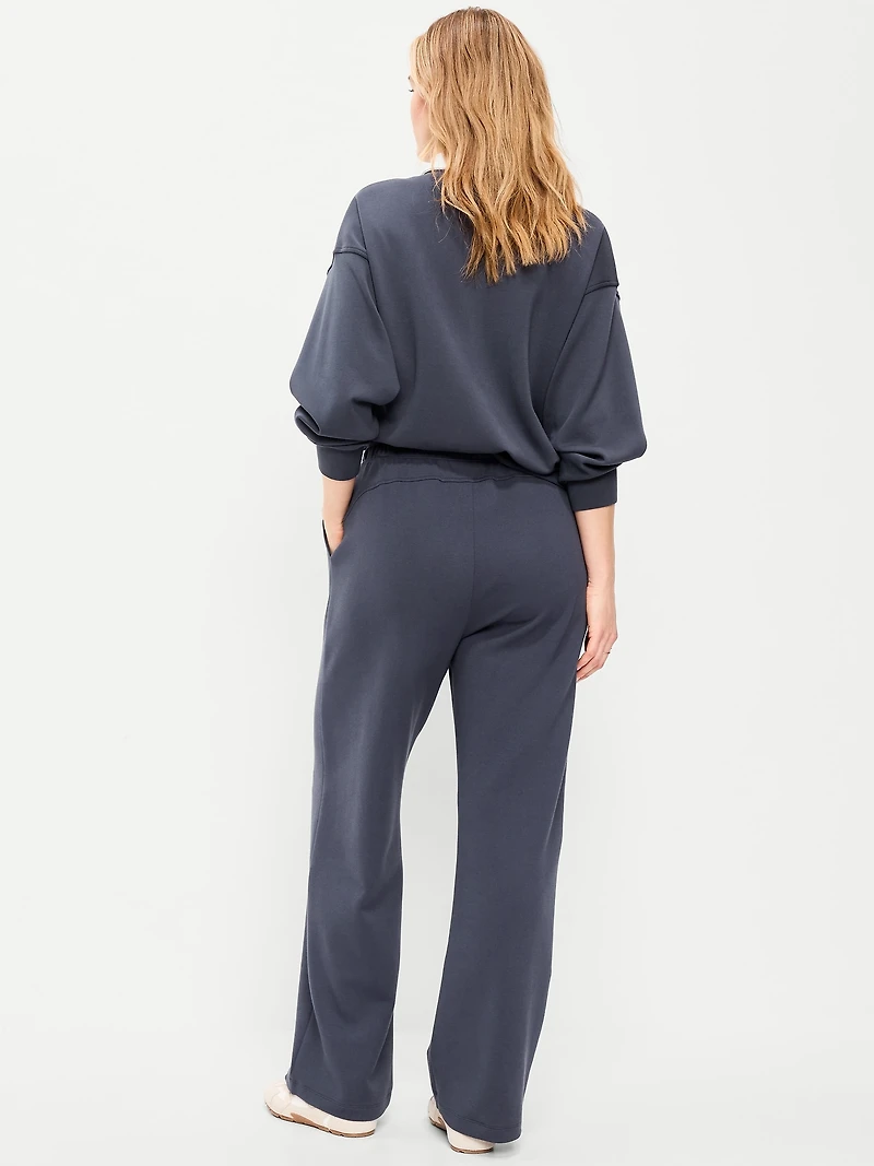 High-Waisted Dynamic Fleece Textured Wide-Leg Sweatpants