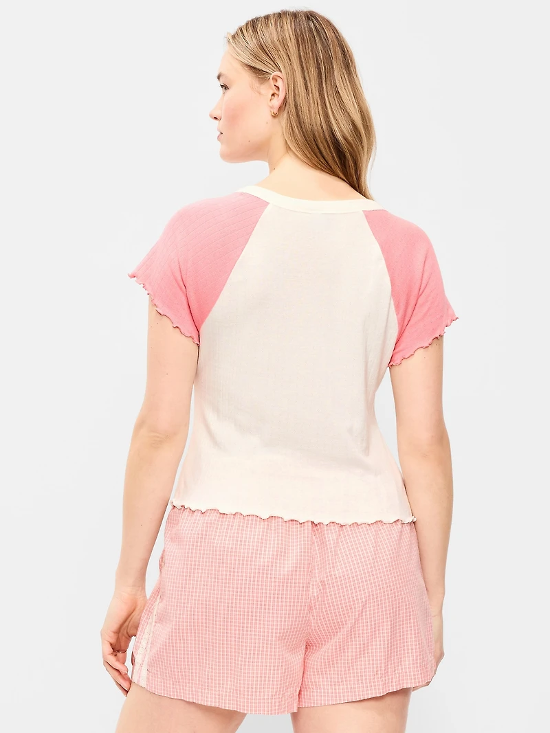 Short-Sleeve Pointelle Pajama Top