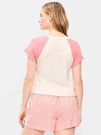 Short-Sleeve Pointelle Pajama Top