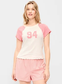 Short-Sleeve Pointelle Pajama Top