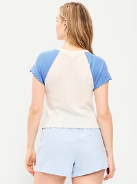 Short-Sleeve Pointelle Sleep Top