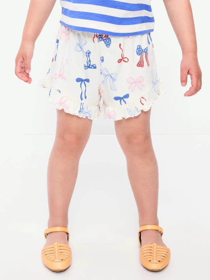 Ribbed Ruffled Shorts for Toddler Girls