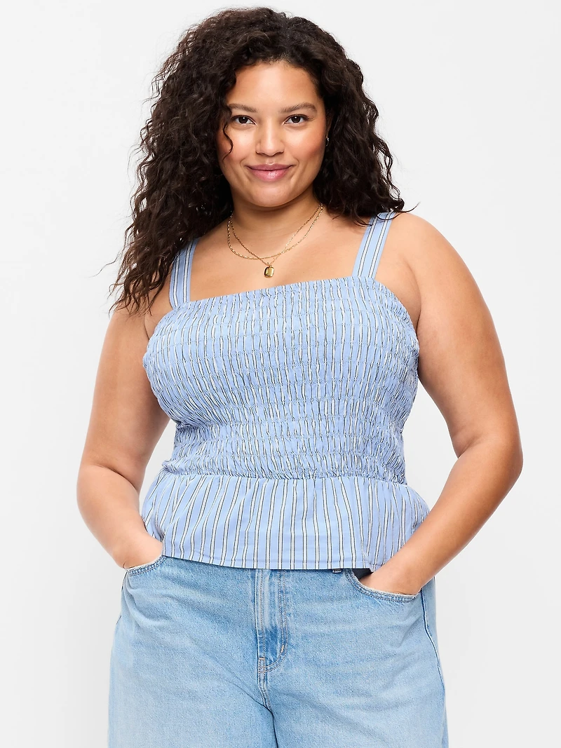 Smocked Peplum Tank Top