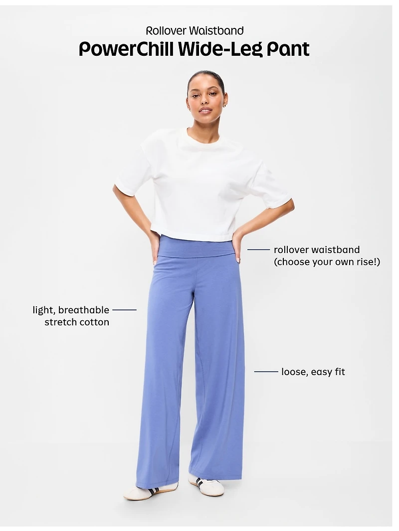 High-Waisted PowerChill Fold-Over Wide-Leg Pants