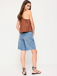Mid-Rise Baggy Jean Cut-Off Shorts -- 9-inch inseam