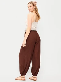 High-Waisted Crinkle Chiffon Harem Pants