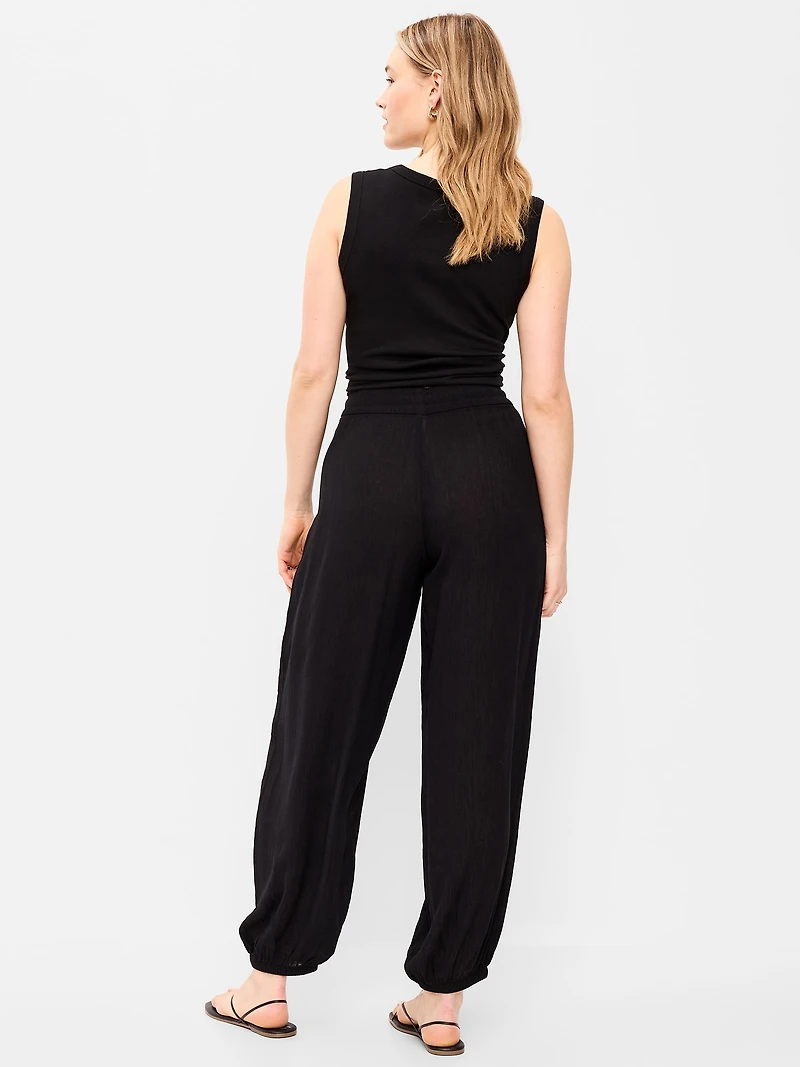 High-Waisted Crinkle Chiffon Harem Pants