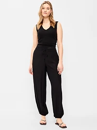 High-Waisted Crinkle Chiffon Harem Pants