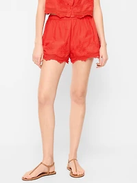 High-Waisted Lace-Trim Shorts