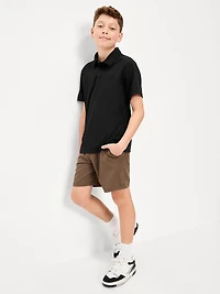 Short-Sleeve Textured Mesh Polo Shirt for Boys