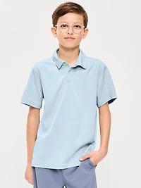 Short-Sleeve Textured Mesh Polo Shirt for Boys