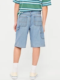 Below Knee Super Baggy Utility Jean Shorts for Boys