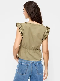 Flutter-Sleeve Emboirdered Top