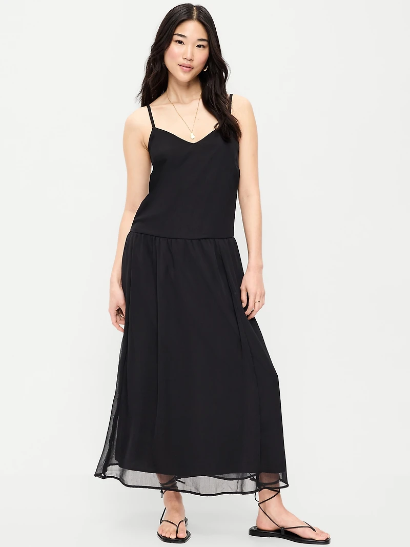 Chiffon Drop-Waist Maxi Dress