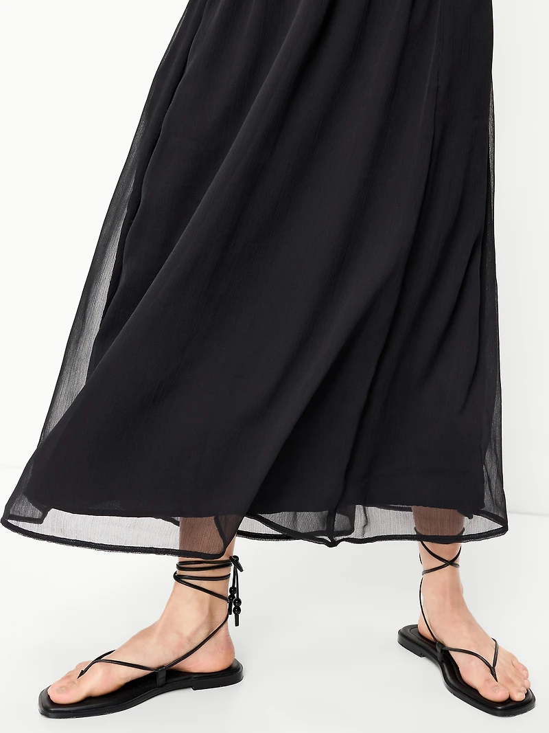 Chiffon Drop-Waist Maxi Dress