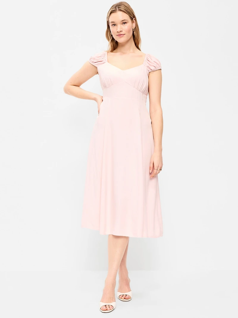 Short-Sleeve Fit & Flare Midi Dress