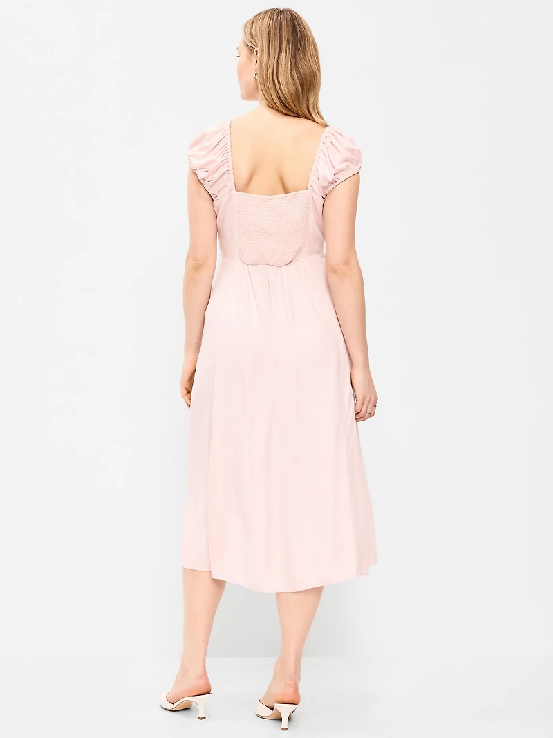 Short-Sleeve Fit & Flare Midi Dress