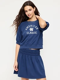 Short-Sleeve Cropped Raglan Sweatshirt