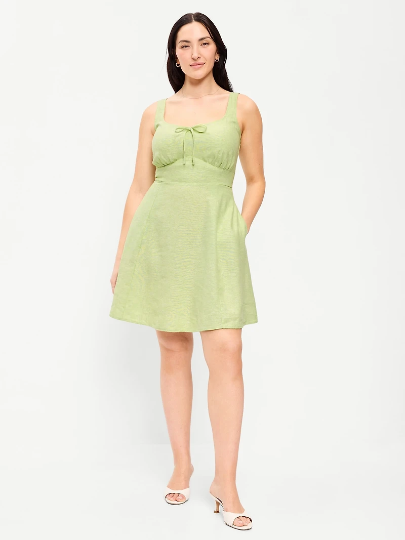 Fit & Flare Linen Mini Dress