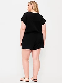 High-Waisted Crinkle Gauze Shorts