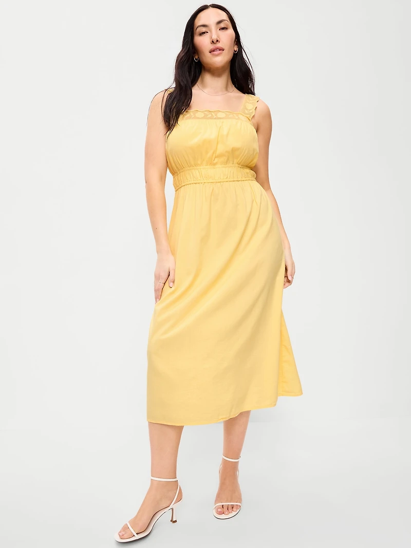 Fit & Flare Smocked-Waist Midi Dress